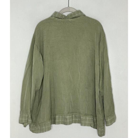 Vintage Life History Sage Green Lyocell Button Front Lagenlook Top Size Large - Picture 7 of 7